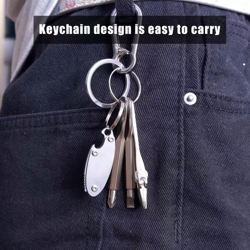 Set di utensili compatti 4 in 1 con coltello, chiave inglese, cacciavite e portachiavi - image 2