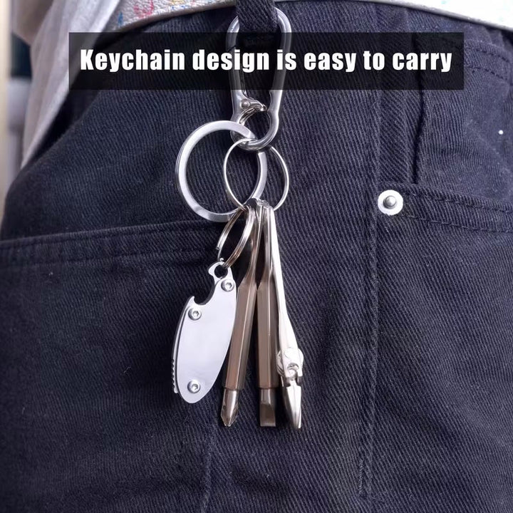 Set di utensili compatti 4 in 1 con coltello, chiave inglese, cacciavite e portachiavi - image 2