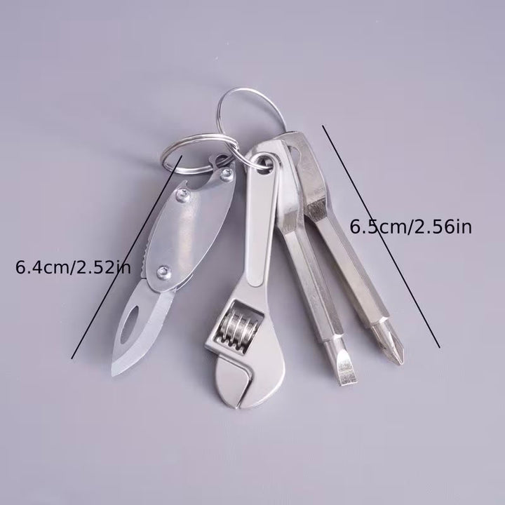 Set di utensili compatti 4 in 1 con coltello, chiave inglese, cacciavite e portachiavi - image 8