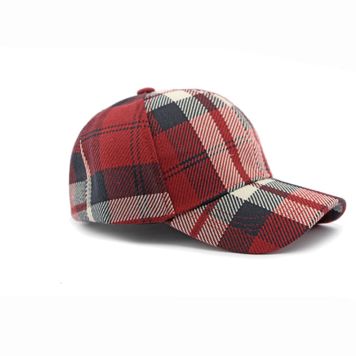 Cappellino da baseball casual multicolore con motivo scozzese retrò - image 3