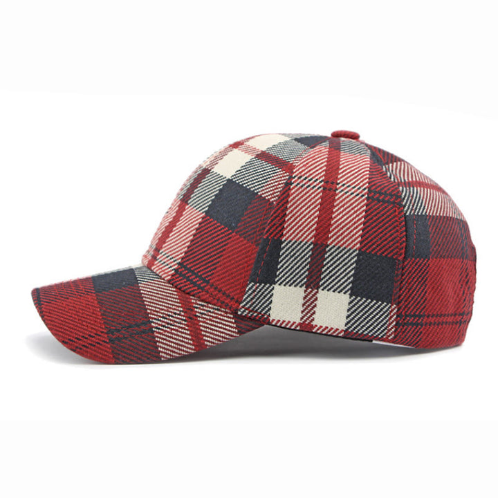 Cappellino da baseball casual multicolore con motivo scozzese retrò - image 1
