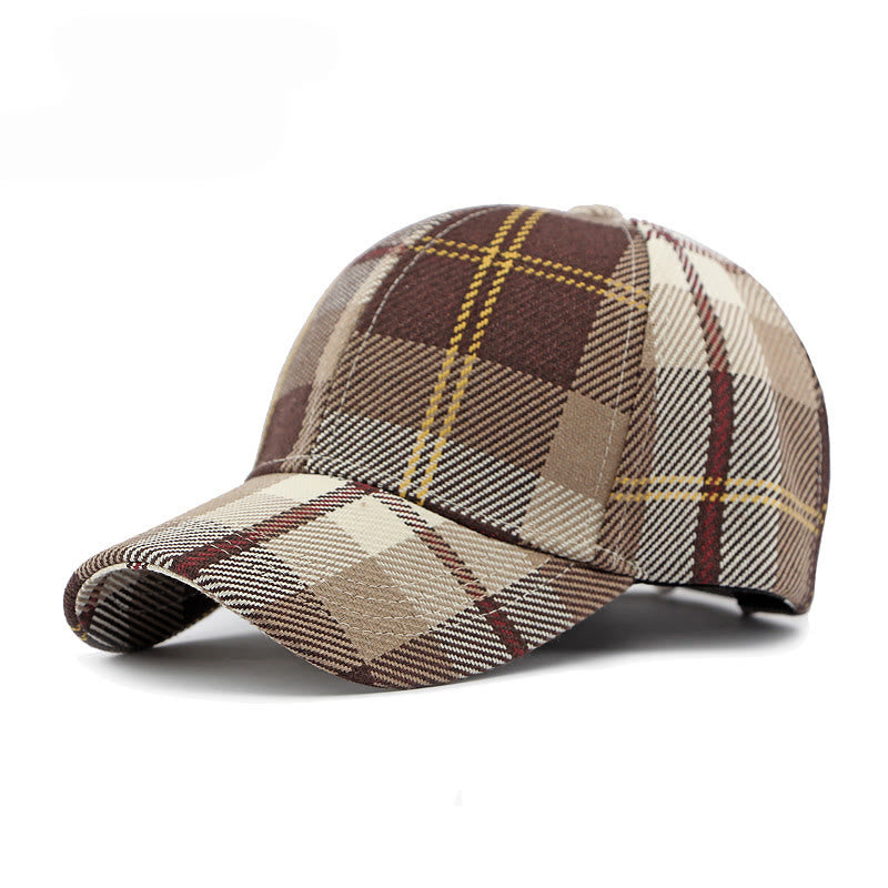 Cappellino da baseball casual multicolore con motivo scozzese retrò - Caffè - Regolabile (21 5/8''-23 5/8") - image 6