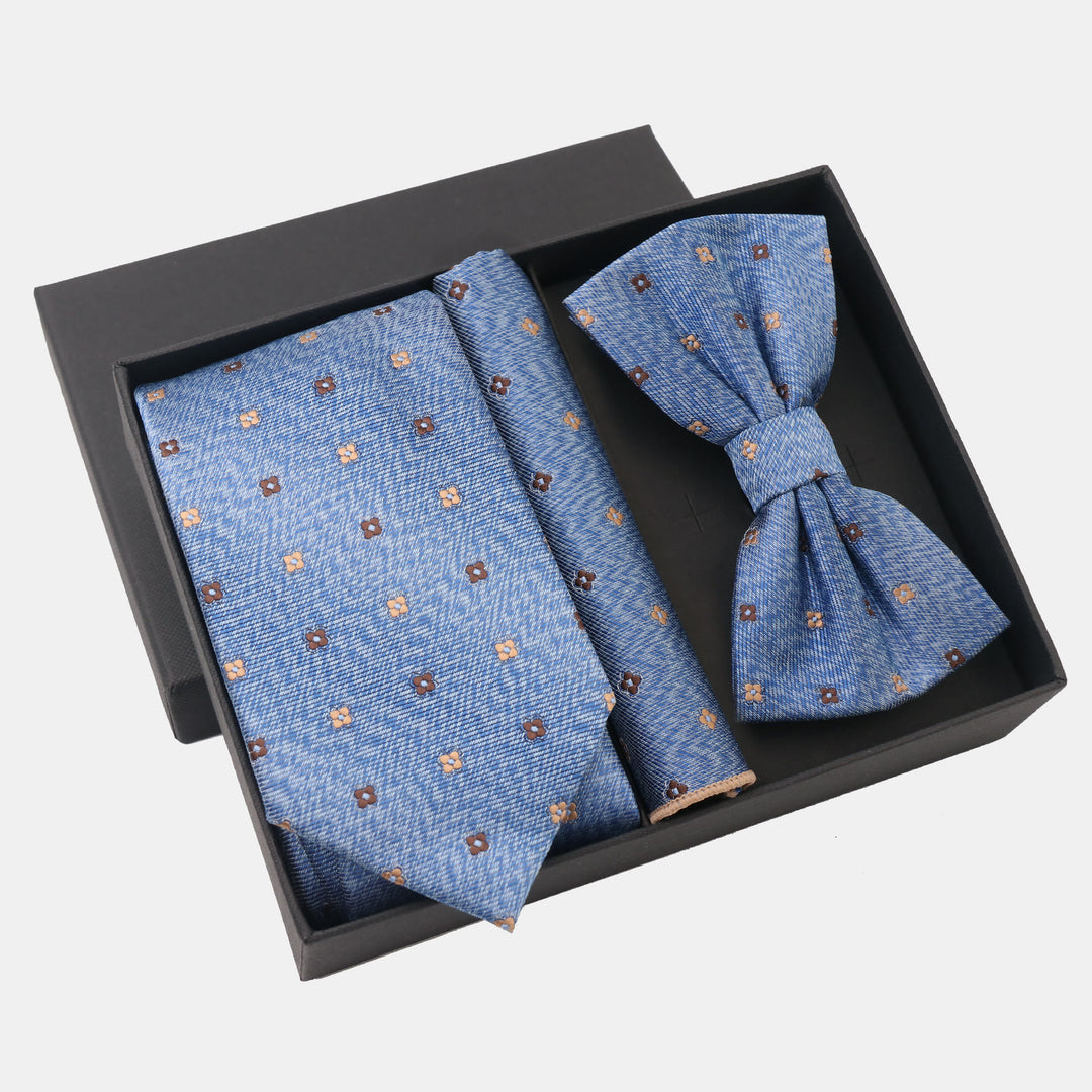 Set da 3 pezzi da uomo con cravatta, papillon e fazzoletto da taschino con motivo a pois sfumati - Stile n. 4 - image 6