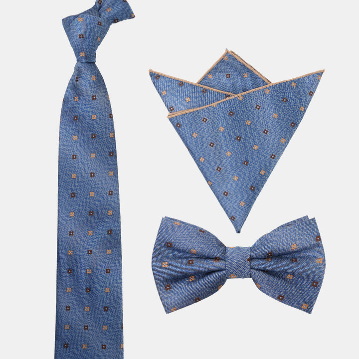 Set da 3 pezzi da uomo con cravatta, papillon e fazzoletto da taschino con motivo a pois sfumati - image 7