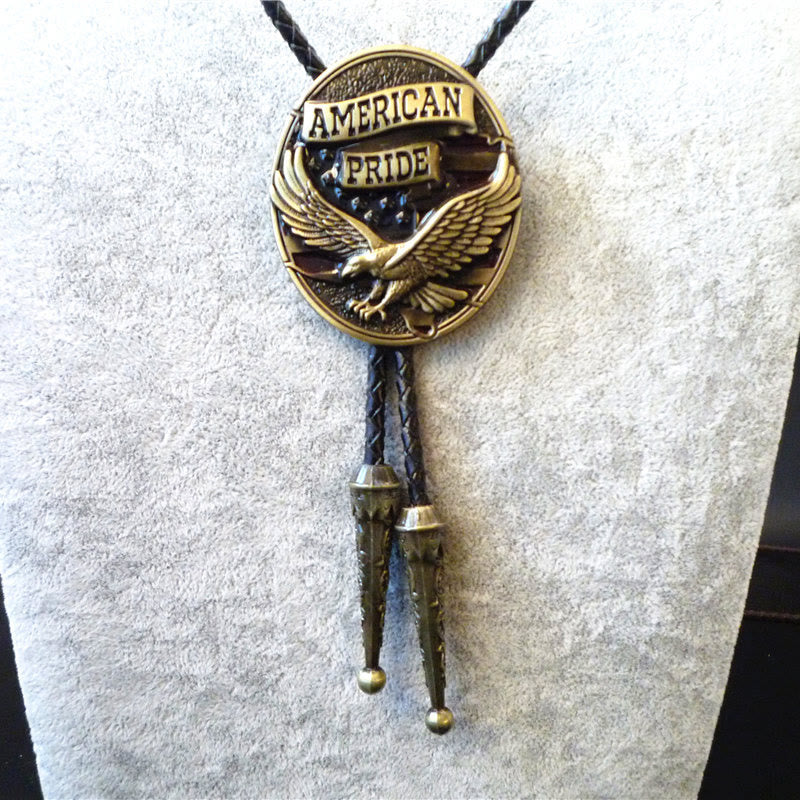 Cravatta Bolo in metallo vintage con emblema dell'aquila dell'orgoglio americano - Stile n. 1 - image 0