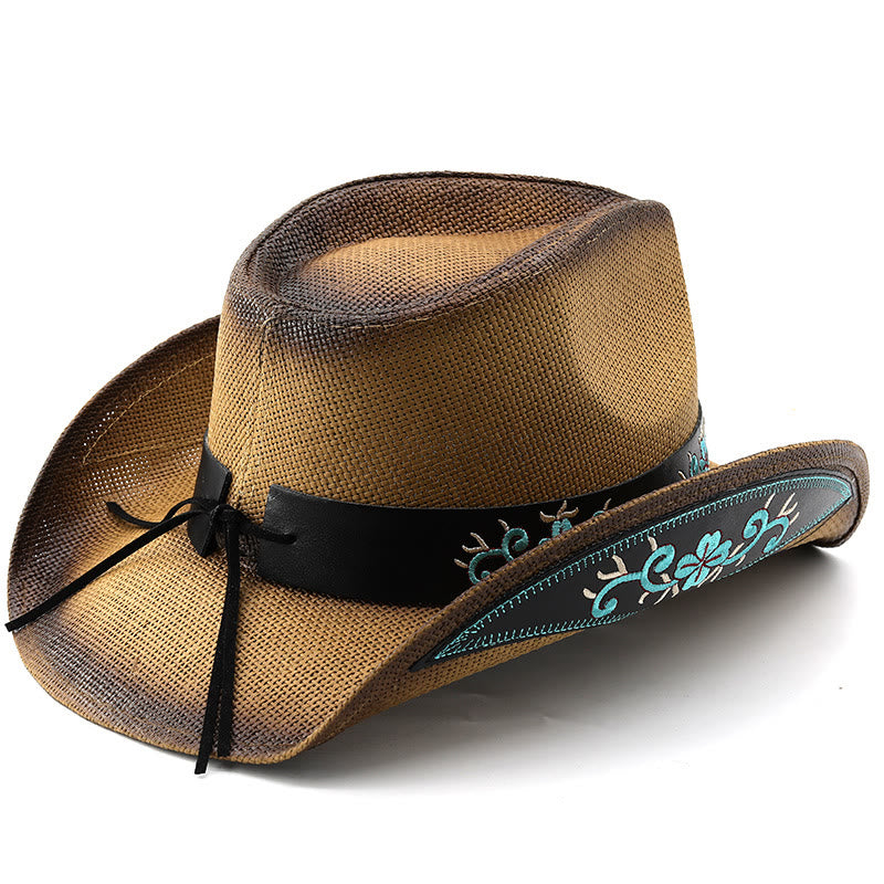 Cappelli da cowboy in stile western intrecciati con dettagli turchesi e rifiniture ricamate - image 3