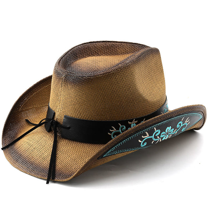 Cappelli da cowboy in stile western intrecciati con dettagli turchesi e rifiniture ricamate - image 3