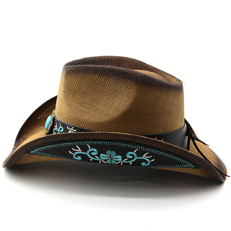 Cappelli da cowboy in stile western intrecciati con dettagli turchesi e rifiniture ricamate - image 2