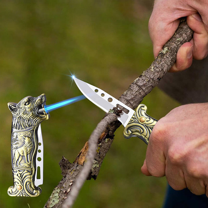 Accendino a butano con coltello pieghevole Wolf Head 2 in 1 - image 3