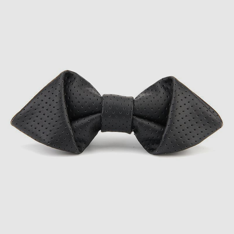 Papillon moderno di lusso in pelle a punta tinta unita - Punti neri - image 6