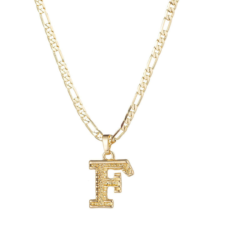 Collana con ciondolo a forma di lettera dorata semplice e nobile - F - image 8