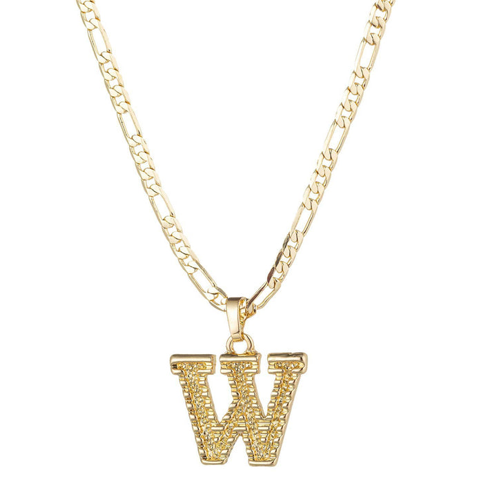 Collana con ciondolo a forma di lettera dorata semplice e nobile - W - image 24