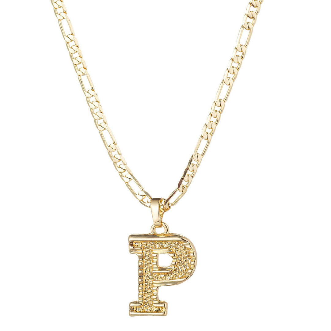 Collana con ciondolo a forma di lettera dorata semplice e nobile - P - image 17