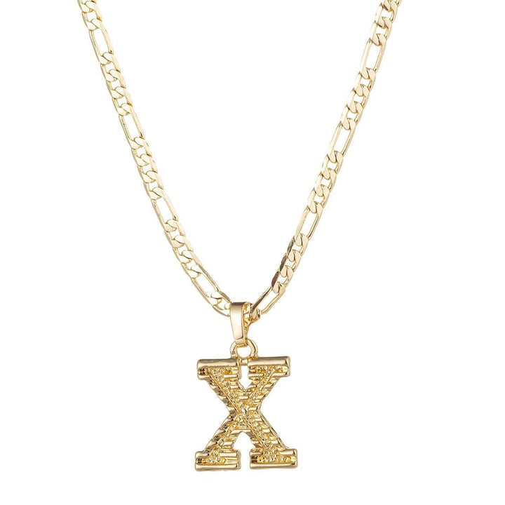 Collana con ciondolo a forma di lettera dorata semplice e nobile - X - image 25