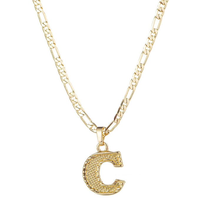 Collana con ciondolo a forma di lettera dorata semplice e nobile - C - image 6