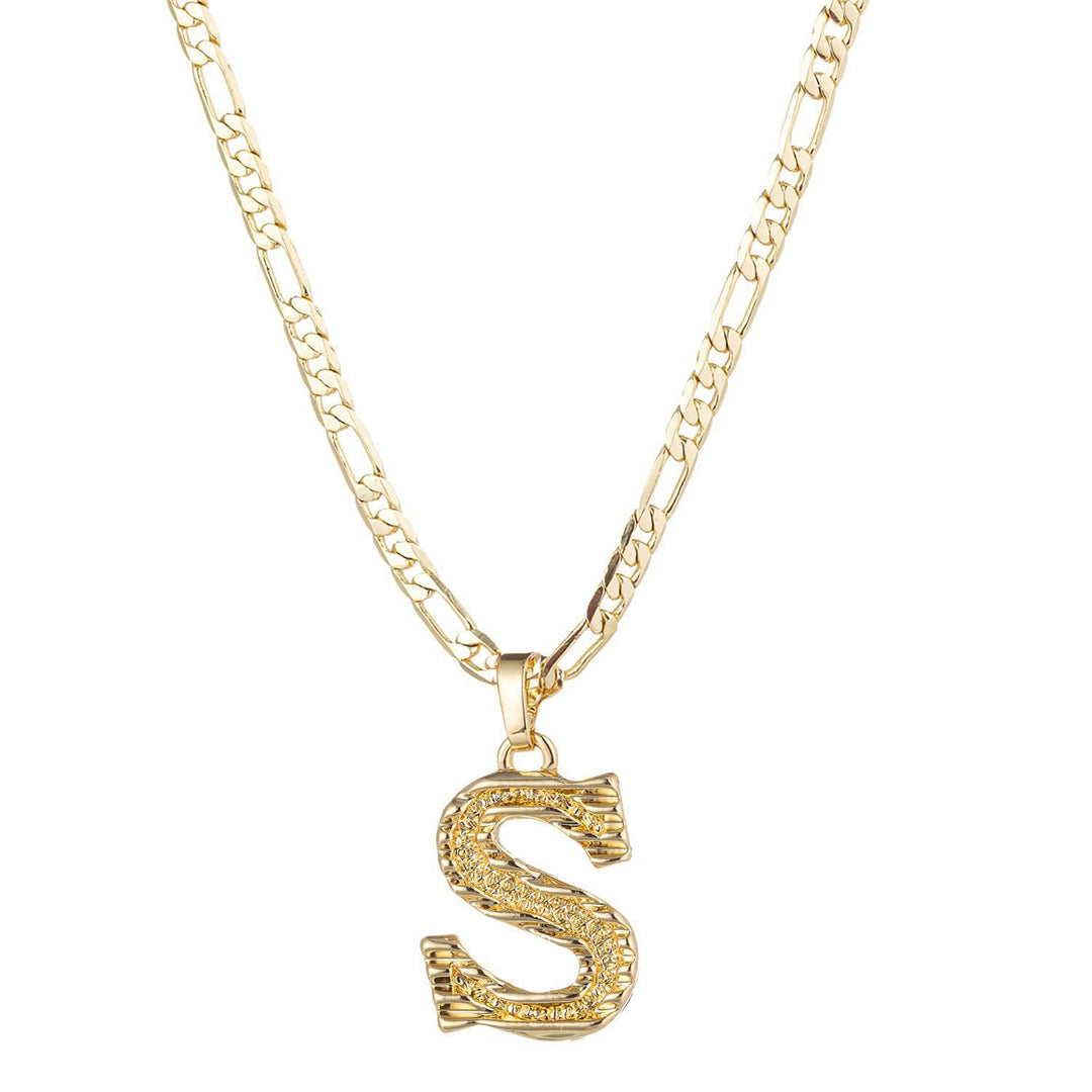 Collana con ciondolo a forma di lettera dorata semplice e nobile - S - image 20