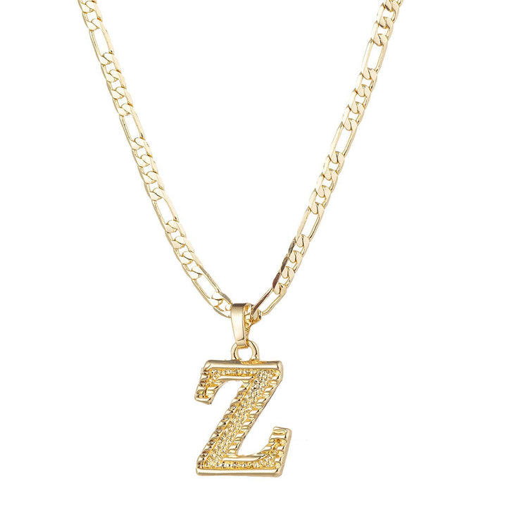 Collana con ciondolo a forma di lettera dorata semplice e nobile - Z - image 27