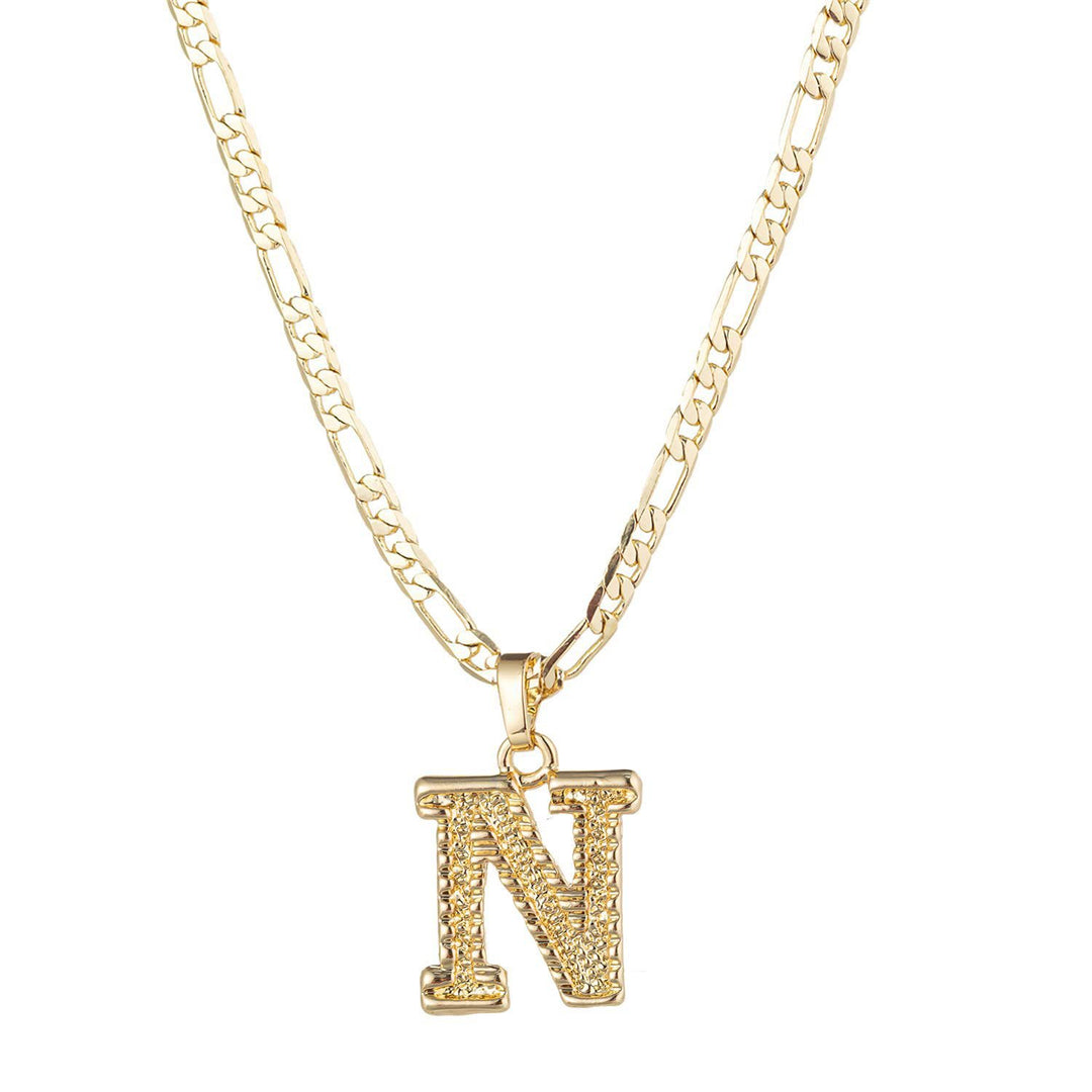 Collana con ciondolo a forma di lettera dorata semplice e nobile - N - image 15