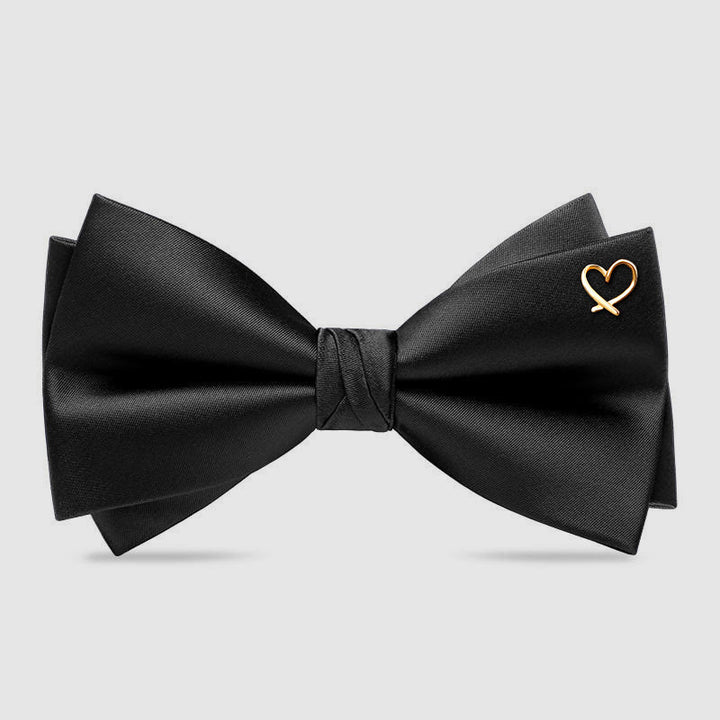 Papillon romantico formale con accenti a cuore dorato - Nero - image 4