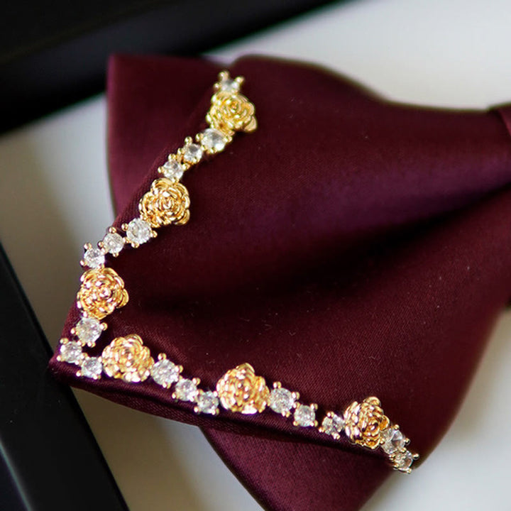 Papillon a doppio strato con bordo rosa dorato brillante - image 4