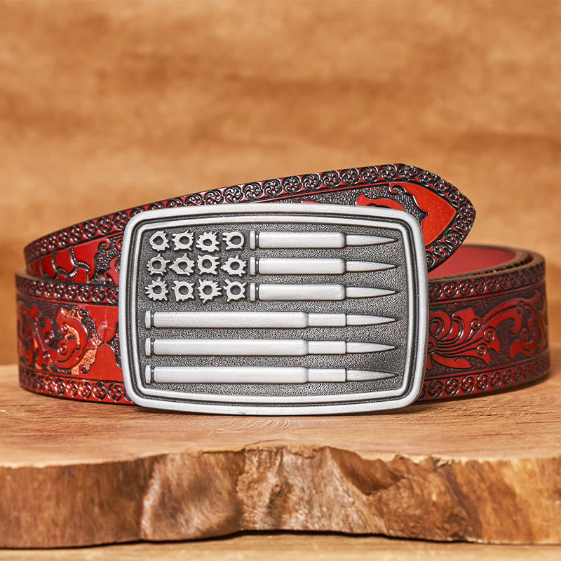 Cintura da uomo in pelle con fibbia rettangolare Silver Bullet - Cintura marrone intagliata - 42 - image 6