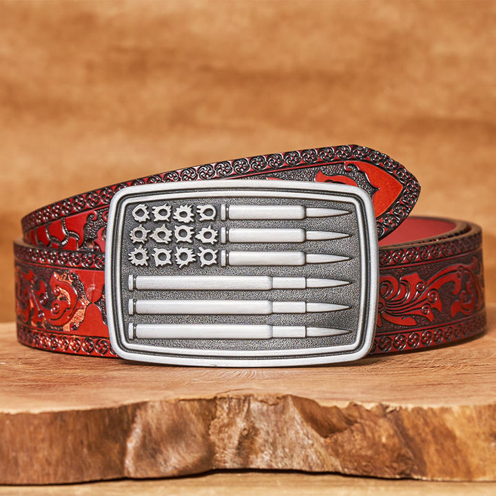 Cintura da uomo in pelle con fibbia rettangolare Silver Bullet - Cintura marrone intagliata - 42 - image 6