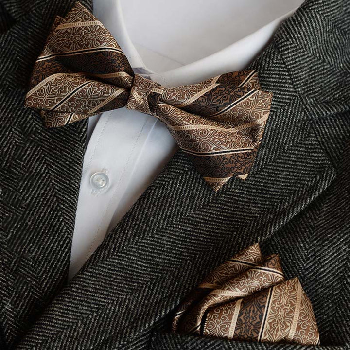 Set di 5 cravatte da uomo con stampa diagonale marrone retrò - image 2