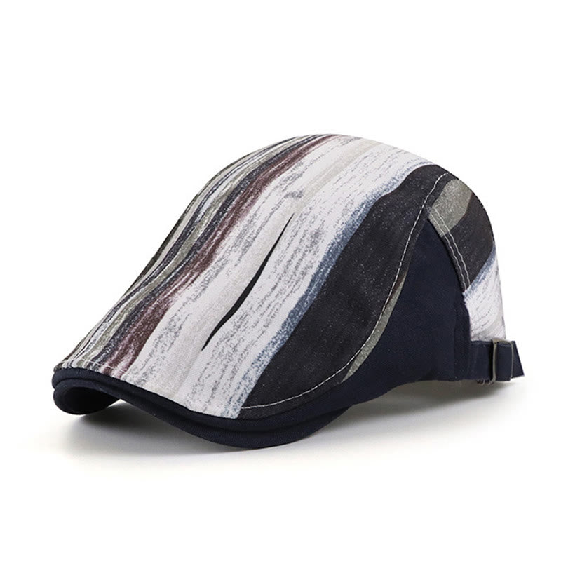 Elegante berretto con motivo a righe astratte e parte superiore piatta - Blu notte - Regolabile (22"-23 5/8") - image 4