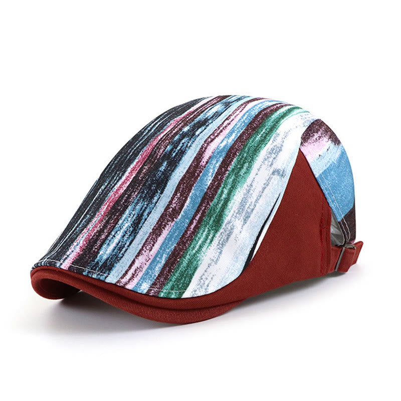 Elegante berretto con motivo a righe astratte e parte superiore piatta - Borgogna - Regolabile (22"-23 5/8") - image 5