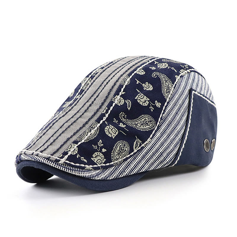 Cappello basco vintage con patchwork a righe e paisley - Marina - Regolabile (22"-23 5/8") - image 0