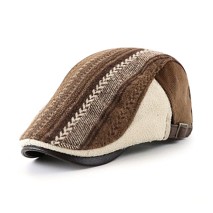 Cappello basco con parte superiore piatta e patchwork intrecciato con sorprendente trama - Caffè - Regolabile (22"-23 5/8") - image 0