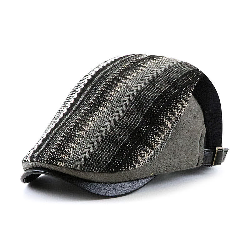 Cappello basco con parte superiore piatta e patchwork intrecciato con sorprendente trama - Nero - Regolabile (22"-23 5/8") - image 1