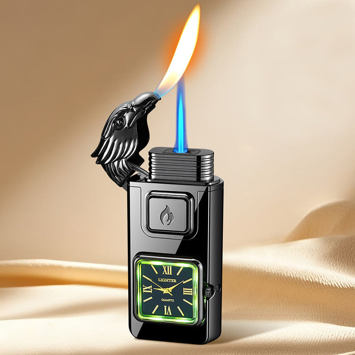 Accendino gonfiabile a LED a forma di testa d'aquila con orologio - Nero - image 0