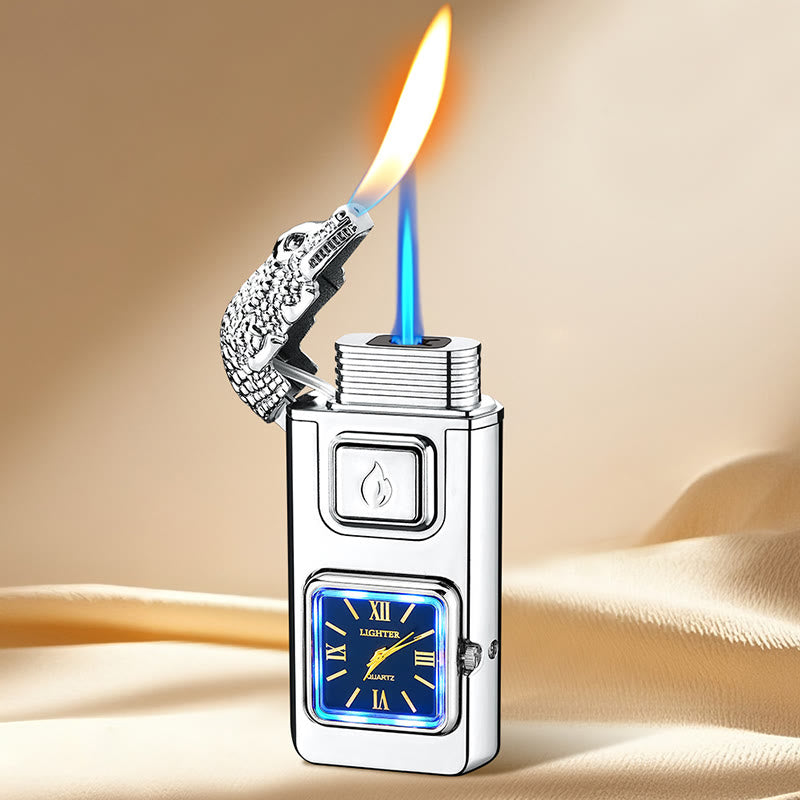 Accendino gonfiabile a LED a forma di testa di coccodrillo con orologio - Argento - image 10
