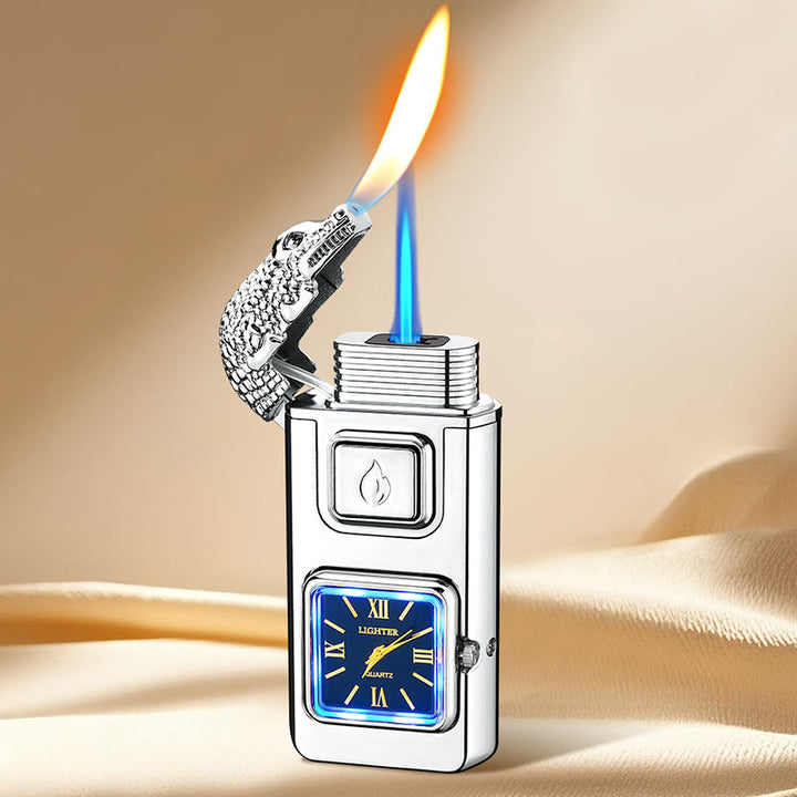 Accendino gonfiabile a LED a forma di testa di coccodrillo con orologio - Argento - image 10