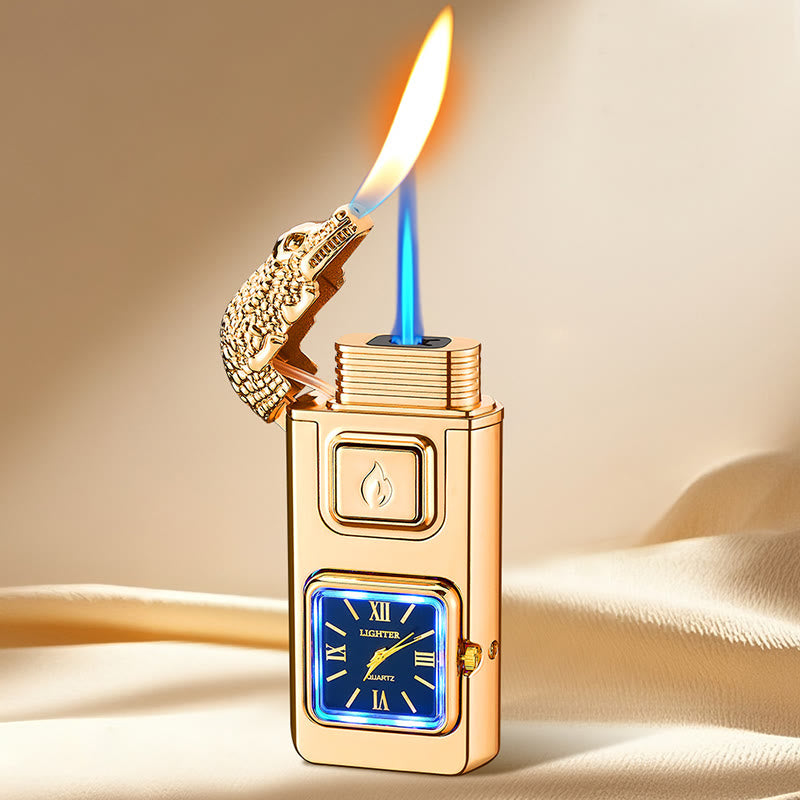 Accendino gonfiabile a LED a forma di testa di coccodrillo con orologio - Oro - image 0