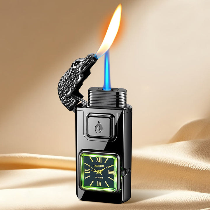 Accendino gonfiabile a LED a forma di testa di coccodrillo con orologio - Nero - image 7