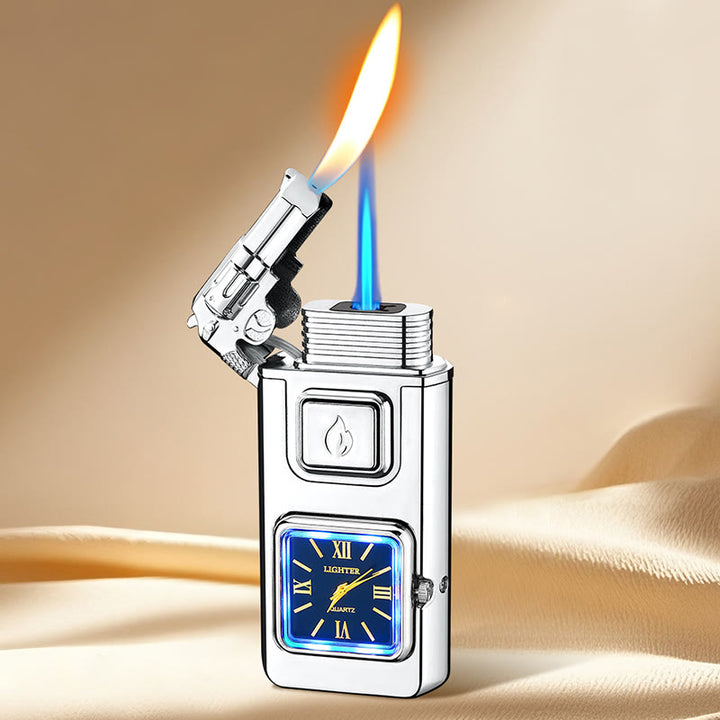 Accendino gonfiabile a LED a forma di pistola con orologio - Argento - image 10
