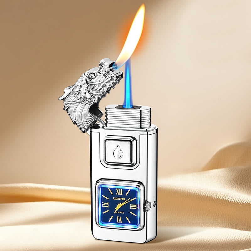 Accendino gonfiabile a LED a forma di testa di drago con orologio - Argento - image 0
