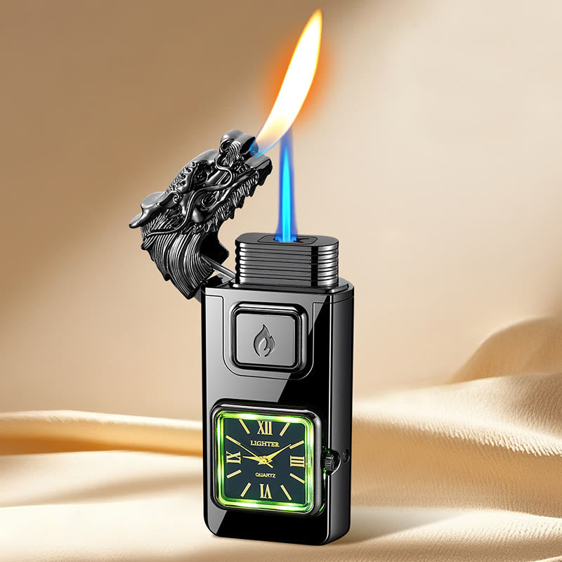 Accendino gonfiabile a LED a forma di testa di drago con orologio - Nero opaco - image 7