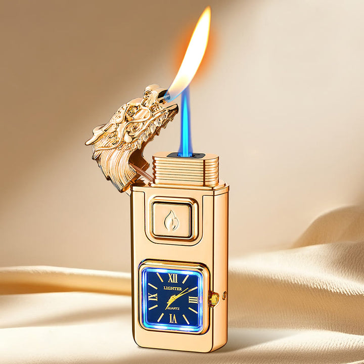 Accendino gonfiabile a LED a forma di testa di drago con orologio - Oro - image 9