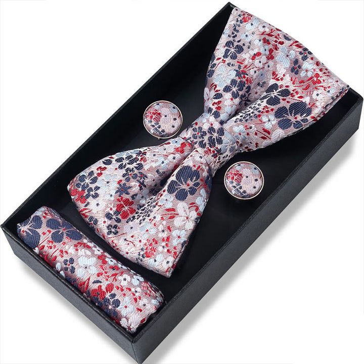 Set da 3 pezzi con papillon in tessuto testurizzato, gemelli e fazzoletto da taschino da uomo - Stile n. 49 - image 96