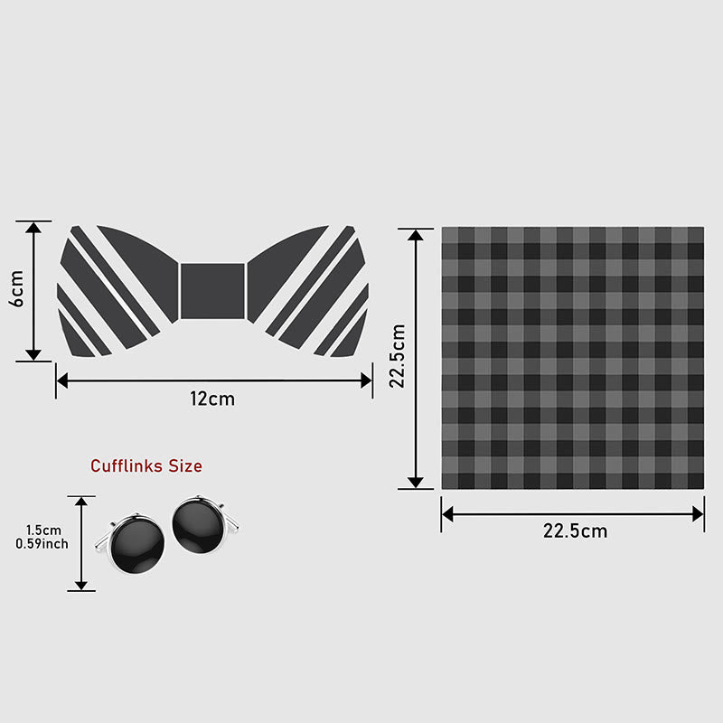 Set da 3 pezzi con papillon in tessuto testurizzato, gemelli e fazzoletto da taschino da uomo - image 106