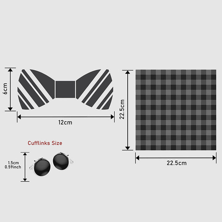 Set da 3 pezzi con papillon in tessuto testurizzato, gemelli e fazzoletto da taschino da uomo - image 106