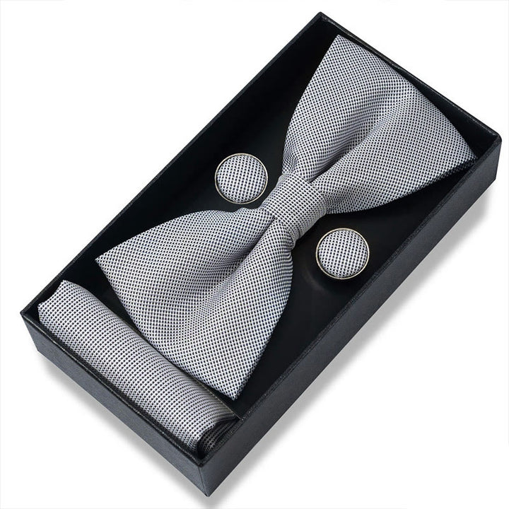 Set da 3 pezzi con papillon in tessuto testurizzato, gemelli e fazzoletto da taschino da uomo - Stile n. 36 - image 70