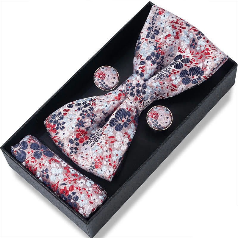 Set da 3 pezzi con papillon in tessuto testurizzato, gemelli e fazzoletto da taschino da uomo - Stile n. 49 - image 96