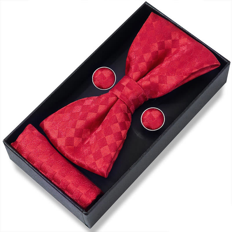 Set da 3 pezzi con papillon in tessuto testurizzato, gemelli e fazzoletto da taschino da uomo - Stile n. 17 - image 32
