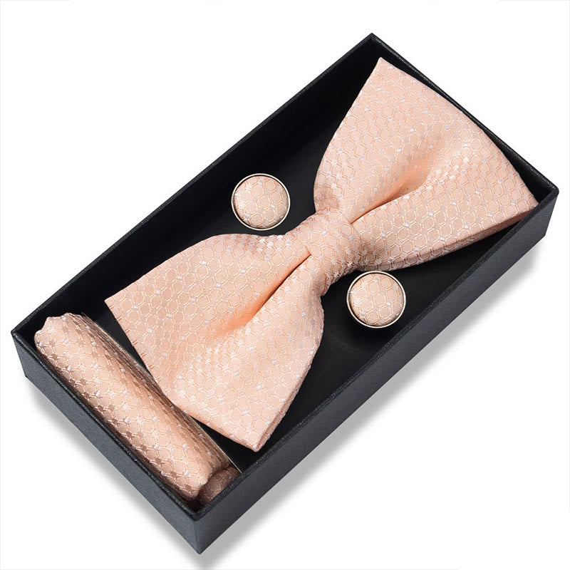 Set da 3 pezzi con papillon in tessuto testurizzato, gemelli e fazzoletto da taschino da uomo - Stile n. 33 - image 64