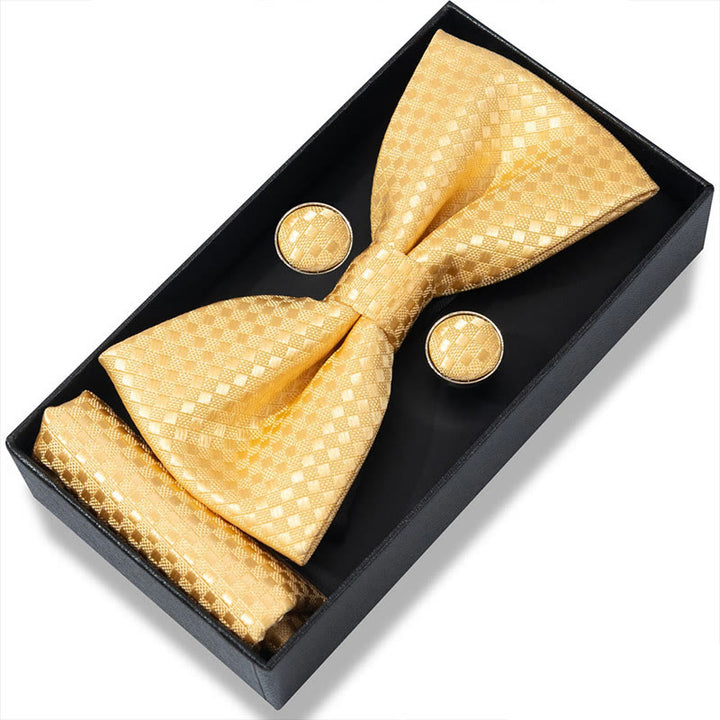 Set da 3 pezzi con papillon in tessuto testurizzato, gemelli e fazzoletto da taschino da uomo - Stile n. 23 - image 44