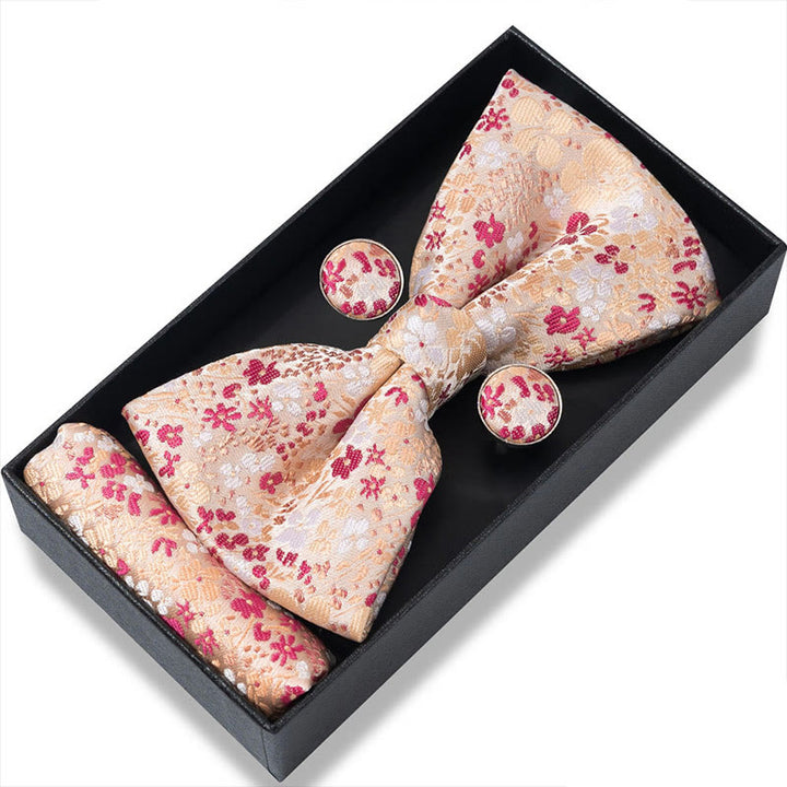 Set da 3 pezzi con papillon in tessuto testurizzato, gemelli e fazzoletto da taschino da uomo - Stile n. 32 - image 62